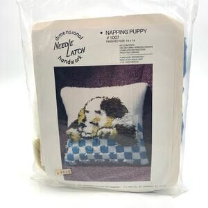 VTG 1978 Dimensional Handwork Needle Latch “Napping” Puppy 1007 Unopened Kit USA